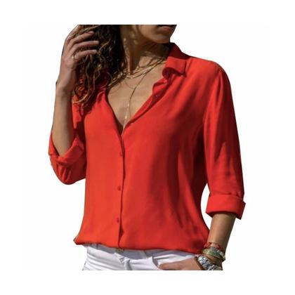 Imagem de Kit 4 Camisa Feminina Manga Longa Casual Com Botão Moda Verão