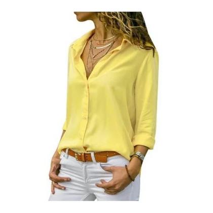 Imagem de Kit 4 Camisa Feminina Manga Longa Casual Com Botão Moda Verão