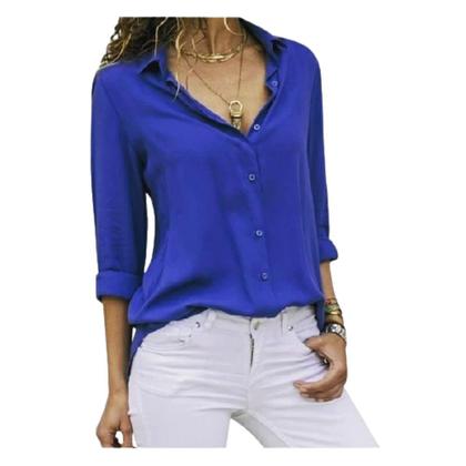 Imagem de Kit 4 Camisa Feminina Manga Longa Casual Com Botão Moda Verão