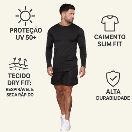 Imagem de Kit 4 Camisetas Dry Fit Slim Manga Longa Para Treino Oferta