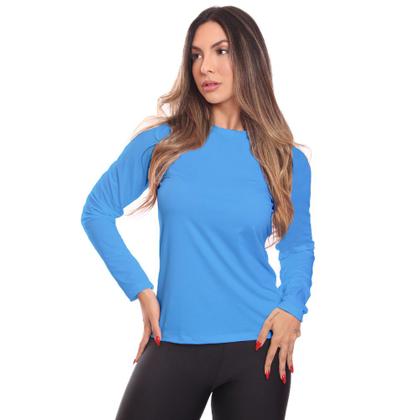 Imagem de Kit 4 Camisetas Feminina Manga Longa Dry Básica Lisa Proteção Solar UV Térmica Blusa Academia Esporte Praia