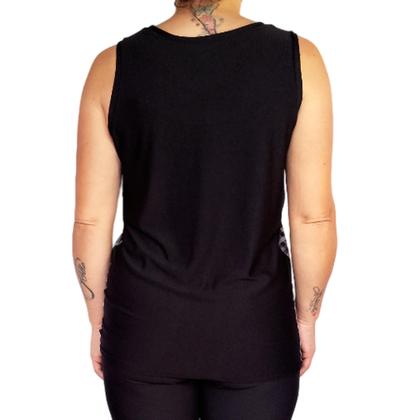 Imagem de Kit 4 Camisetas Femininas Regatas Básicas Peças Sortidas Costas em Preto Suplex Light PP Plus Size