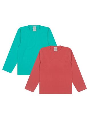 Imagem de Kit 4 Camisetas Infantil Menina Proteção Manga Longa camisa térmica moda praia para menina verão