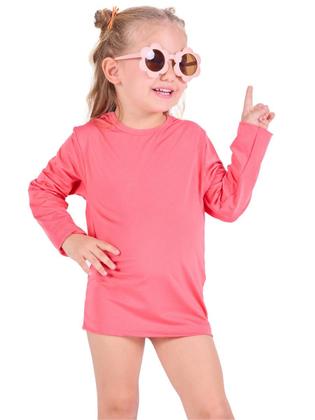 Imagem de Kit 4 Camisetas Infantil Menina Proteção Manga Longa camisa térmica moda praia para menina verão