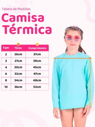 Imagem de Kit 4 Camisetas Infantil Menina Proteção Manga Longa camisa térmica moda praia para menina verão