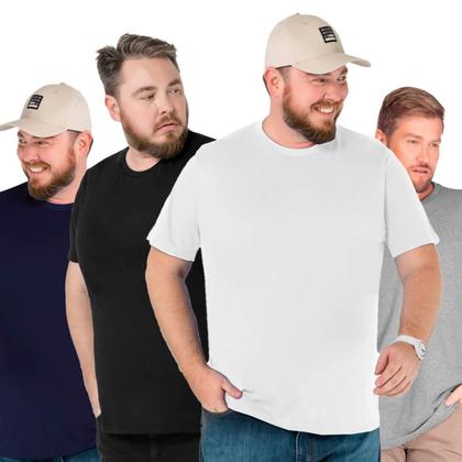 Imagem de Kit 4 Camisetas Masculina Plus Size Básica Premium Sortida