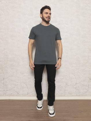 Imagem de Kit 4 Camisetas Masculinas Básicas 100% Algodão ConfortávelLinhaPremium Preto Branco Azul Royal e Cinza