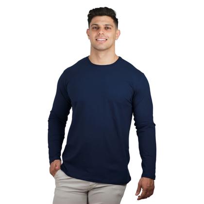 Imagem de Kit 4 Camisetas Masculinas Manga Longa 100% Algodão Premium