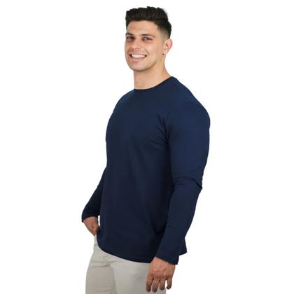 Imagem de Kit 4 Camisetas Masculinas Manga Longa 100% Algodão Premium