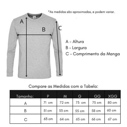 Imagem de Kit 4 Camisetas Masculinas Manga Longa 100% Algodão Premium