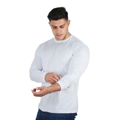 Imagem de Kit 4 Camisetas Masculinas Manga Longa Slim Algodão Premium