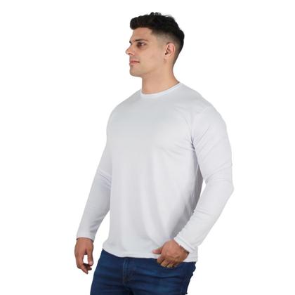 Imagem de Kit 4 Camisetas Masculinas Manga Longa Slim Algodão Premium