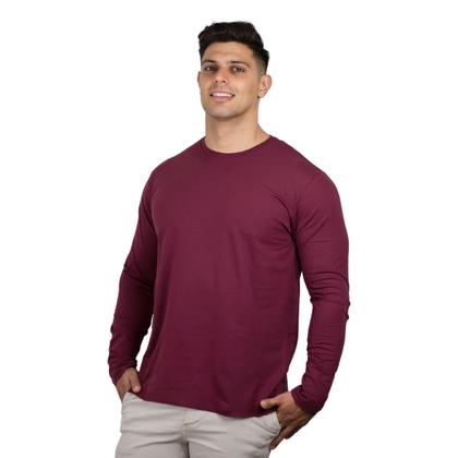 Imagem de Kit 4 Camisetas Masculinas Manga Longa Slim Algodão Premium