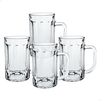 Imagem de Kit 4 Caneca Chopp Chops Chope Cerveja Vidro Forte Grosso Resistente Bar Restaurante Buteco 430ml