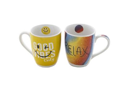 Imagem de Kit 4 caneca de ceramica 330 ml - good vibes com 2 mix