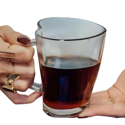 Imagem de Kit 4 Caneca De Vidro Coração Grosso Café Cappuccino Liso 240ml