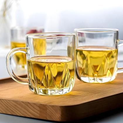 Imagem de Kit 4 Caneca Xícara Copo De Vidro Transparente Café Chá Cappuccino Alça 250ml