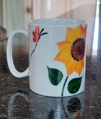 Kit 4 canecas 300ml - Porcelana decorada - Flores e Frutas - M.A.S. Imagem de Kit 4 canecas 300ml - Porcelana decorada - Flores e Frutas