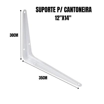 Imagem de Kit 4 Cantoneira Mão Francesa 30x35cm Branca Prateleira