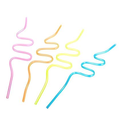 Imagem de Kit 4 Canudo Maluco Rígido Colorido Espiral Plástico Ha003