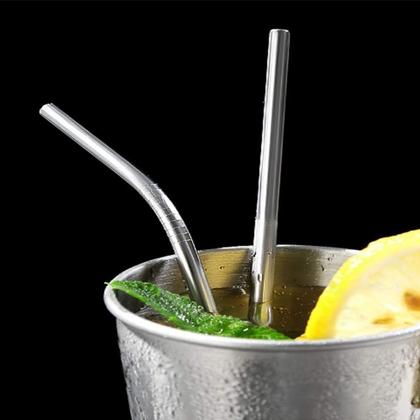 Imagem de Kit 4 canudos aço inox com escova de limpeza lyor