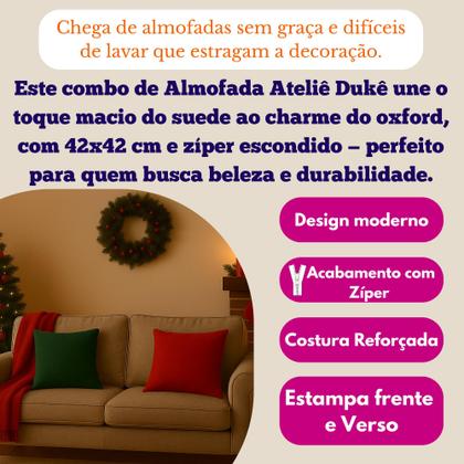 Imagem de Kit 4 Capa Almofada Decoração Natal 42x42 Zíper Sala Quarto