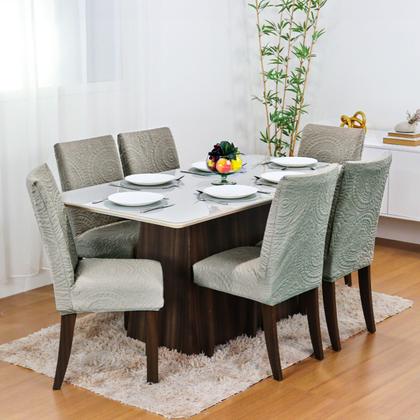 Imagem de Kit 4 Capa De Cadeira Jantar Anti Arranhão de Gato Mandala Cinza Claro