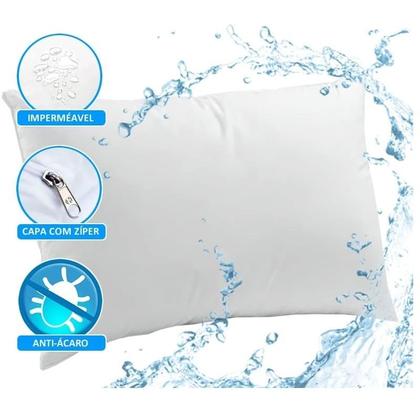 Imagem de Kit 4 Capa para Travesseiro Impermeavel Branca 49cm X 69cm Capas Proteção Fronha