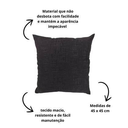 Imagem de Kit 4 Capas Almofada Quadrada 45X45 Ziper 60% Algodão 40% Poliester Preta