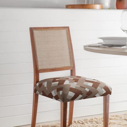 Imagem de Kit 4 Capas Assento Ajustável Protetora Elasticada Fecho Fivela Cadeira Jantar Mesa Cozinha Estampada