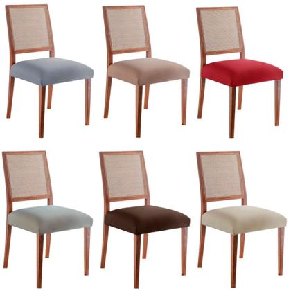 Imagem de Kit 4 Capas Assento Cadeira Jantar Mesa Cozinha Ajustável Fecho Fivela Protetora Elasticada Lisa