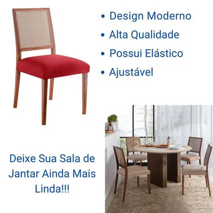 Imagem de Kit 4 Capas Assento Cadeira Jantar Mesa Cozinha Ajustável Fecho Fivela Protetora Elasticada Lisa
