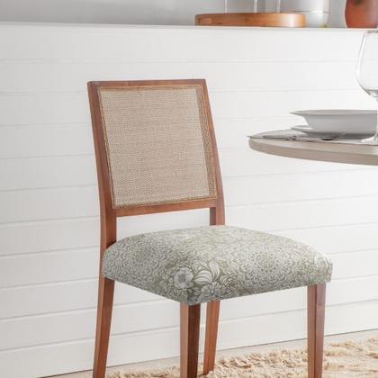 Imagem de Kit 4 Capas Assento Cadeira Jantar Mesa Cozinha Protetora Estampada Elasticada Ajustável Fecho Fivela