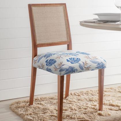 Imagem de Kit 4 Capas Assento Cadeira Jantar Mesa Cozinha Protetora Estampada Elasticada Ajustável Fecho Fivela