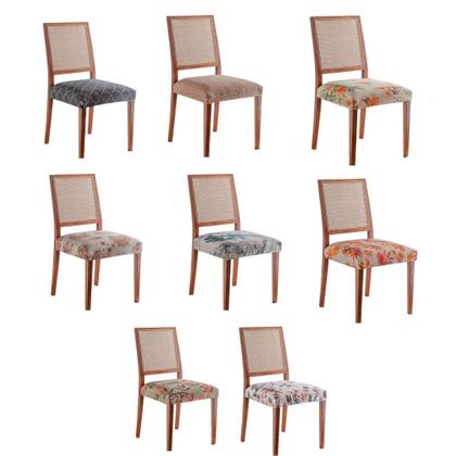 Imagem de KIT 4 Capas Assento Cadeira Malha Elegante Decorativa Sala Jantar Com Fivela Ajustável Elástico
