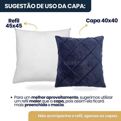 Imagem de Kit 4 Capas de Almofada 40x40 Tecido Suede Drapeado Aveludada Com Zíper Decorativas Macia Sala Cama Sofá