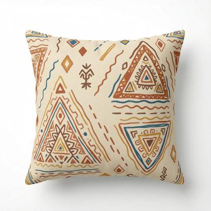 Imagem de Kit 4 Capas de Almofada Boho 45x45cm Estampadas Geométricas Decorativas Microfibra Sala Sofá