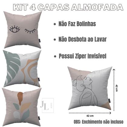 Imagem de Kit 4 Capas De Almofada Estampas Modernas 42Cm X 42Cm Linhas Premium