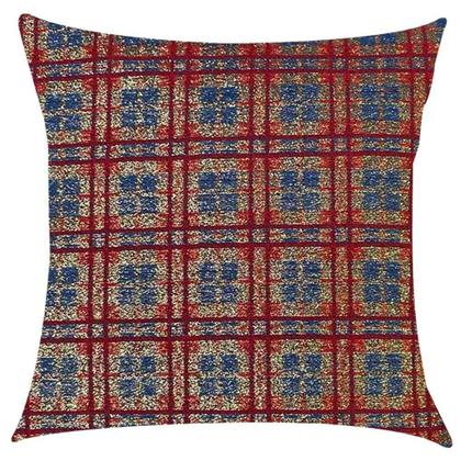 Imagem de Kit 4 Capas de Almofada Jacquard Luxo Sino de Natal e Xadrez Vermelho 45x45cm