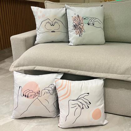 Imagem de Kit 4 Capas de Almofadas 42x42cm Decorativas Modernas Premium Sofá Sala Cama
