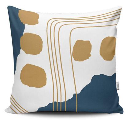 Imagem de Kit 4 Capas de Almofadas Decorativas Estampadas - Moderna Azul Dourado - VKAZA