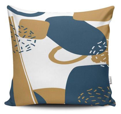 Imagem de Kit 4 Capas de Almofadas Decorativas Estampadas - Moderna Azul Dourado - VKAZA