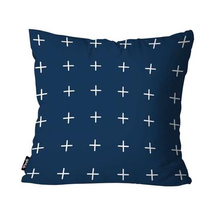 Imagem de Kit 4 Capas de Almofadas Good Vibes Branco e Azul 45x45