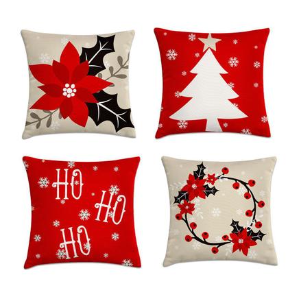 Imagem de kit 4 capas de almofadas natal elegante