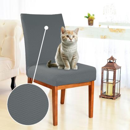 Imagem de Kit 4 Capas de Cadeira Anti Arranhões de Gato Resistente Protex Duo Cinza Escuro