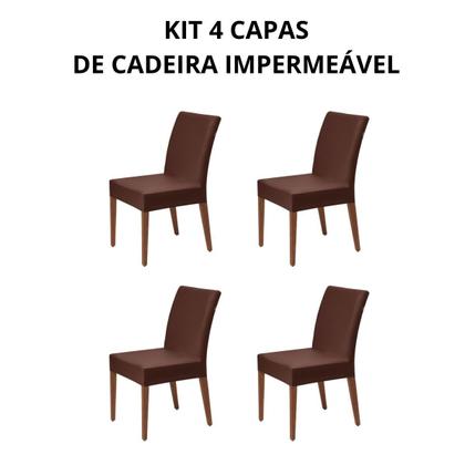 Imagem de Kit 4 Capas De Cadeira Impermeável De Jantar Malha Elastano