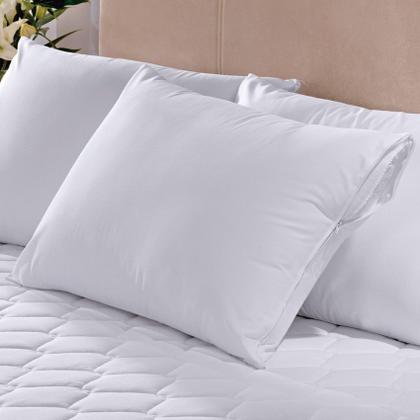 Imagem de Kit 4 Capas Travesseiro Impermeável Branco com Zíper e Antialérgico 50cm x 70cm Classic Line