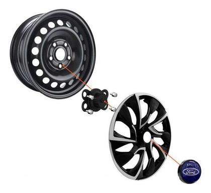 Imagem de Kit 4 Carlota Esportiva Ford Ka Jogo Calota Preta Aro 14 Fiesta