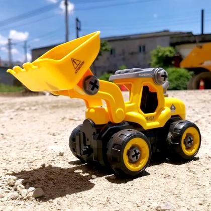 Imagem de Kit 4 Carrinho monta e desmonta Didático Brinquedo Educativo Caminhão Infantil Personagem Caminhão Amarelo e Carro interativo para Crianças