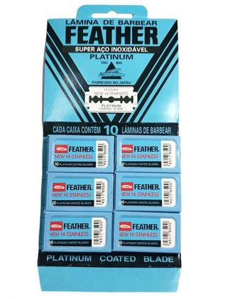 Imagem de Kit 4 Cartelas Lâmina Para Barbear Feather Platinum 60Un